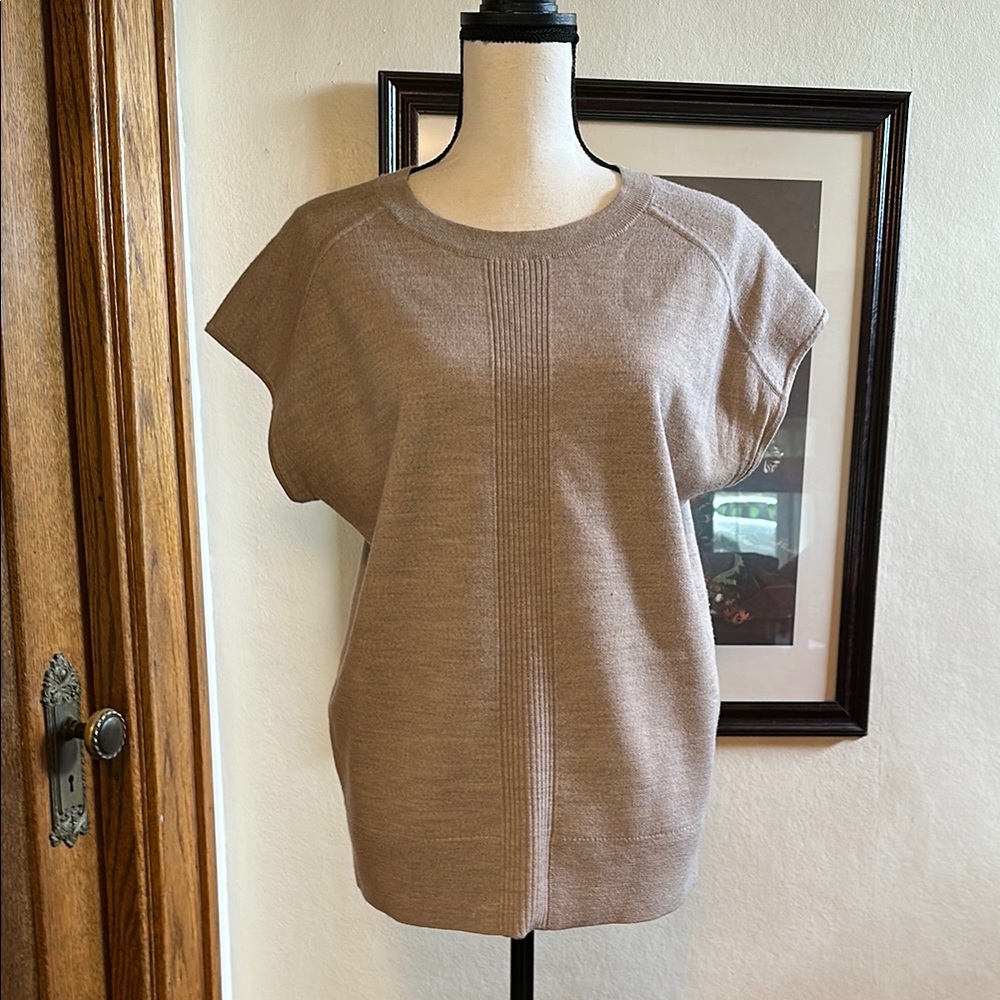 Club Monaco Soft Wool Oatmeal Short Sleeve Sweater